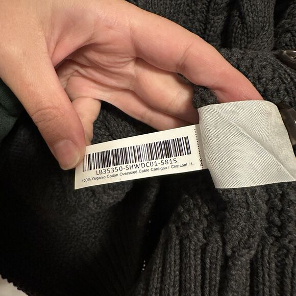 Quince Women 100% Organic Cotton Oversized Cable Knit Cardigan Charcoal Gray L - Picture 10 of 10